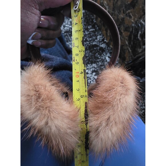 Real Mink Fur Earmuffs Brown Velvet headband Thin Danity main image 4
